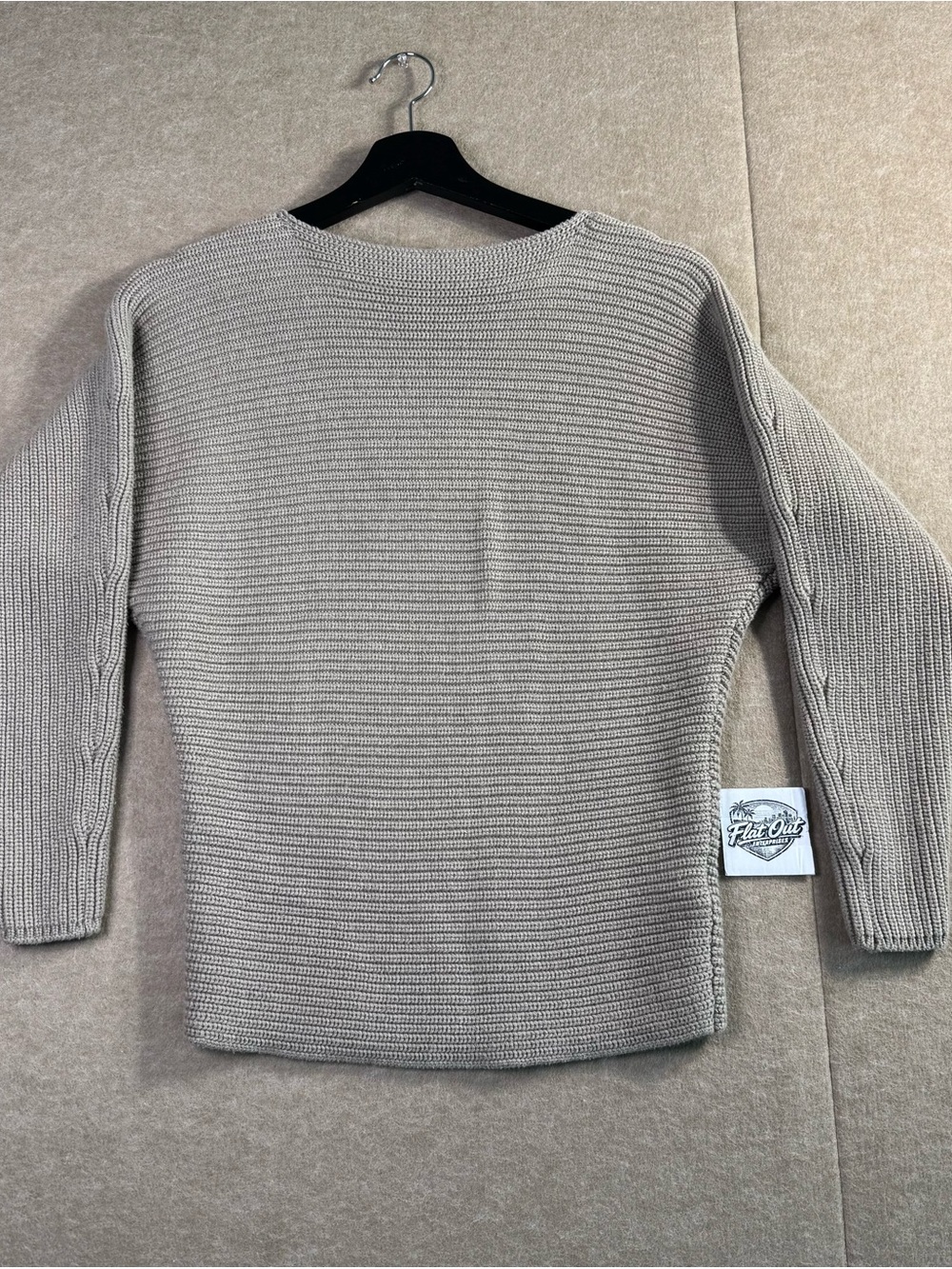 Lauren Ralph Lauren Women’s Small Taupe Cotton Ribbed Boatneck Sweater